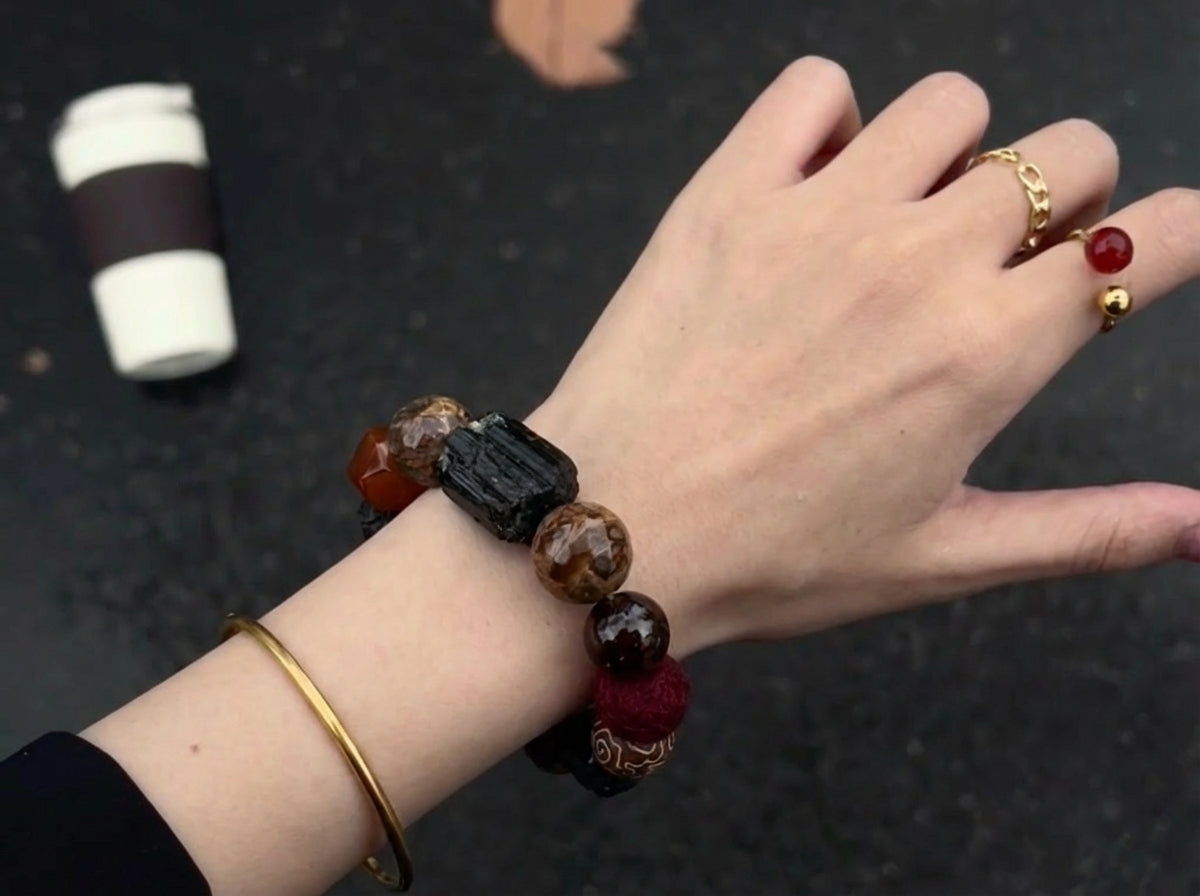 Beaded Agate Bracelet | Obsidian Relic