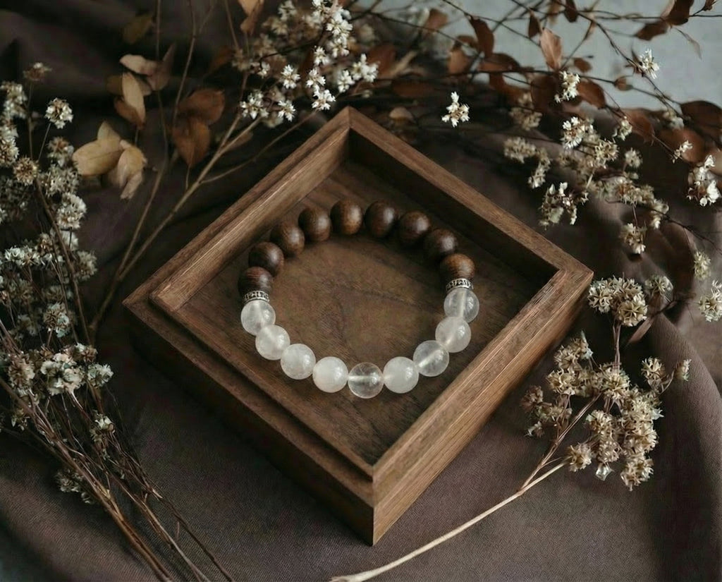 Clear Quartz and Agarwood Bracelet | Stillwood Halo