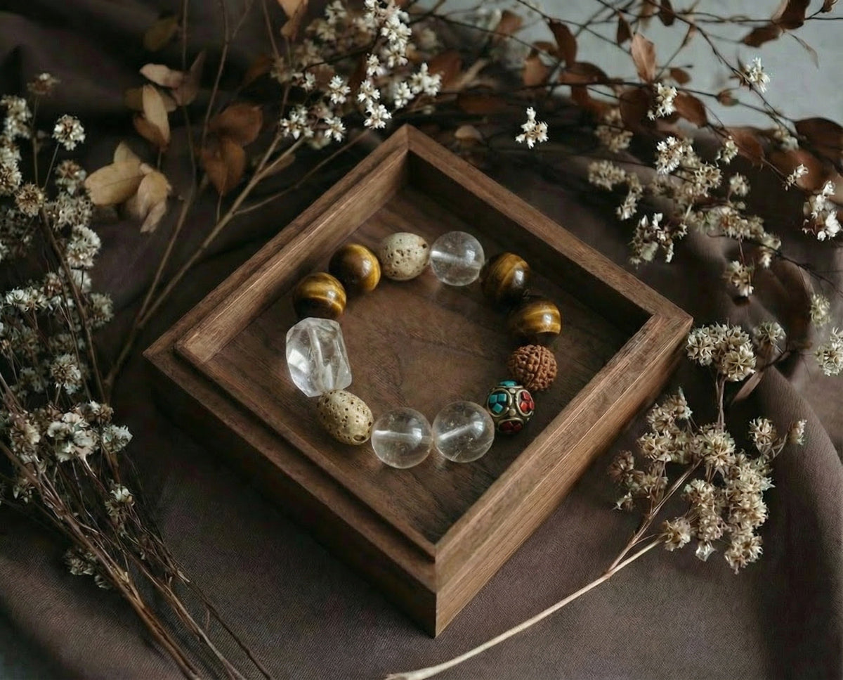 Tiger's Eye and Clear Quartz Bracelet | Earth Rhythm