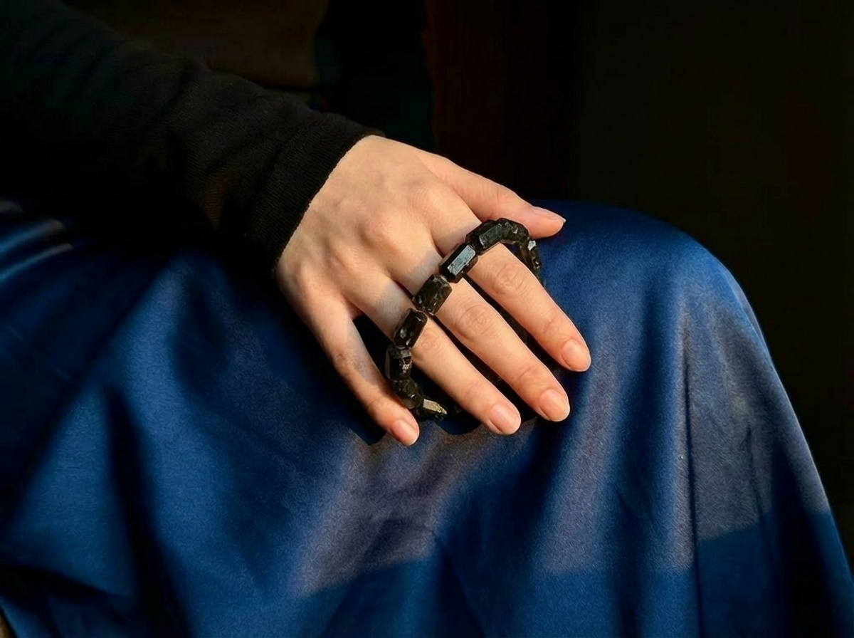 Minimalist Black Tourmaline Bracelet | Iron Silence
