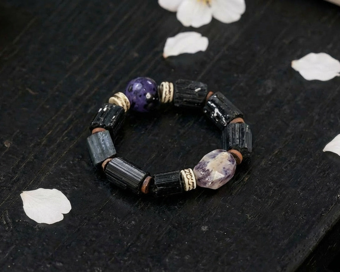 Beaded Black Tourmaline Bracelet | Night Vein