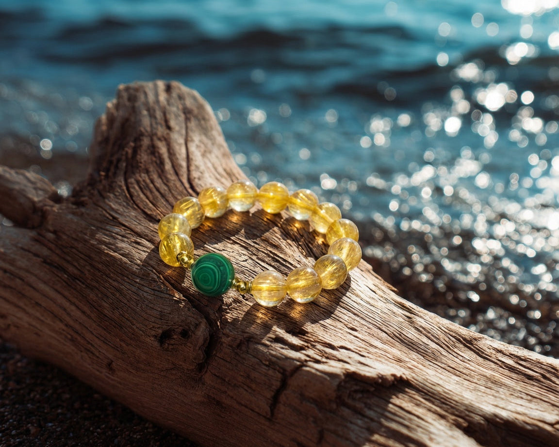 Citrine and Malachite Bracelet | Verdant Core