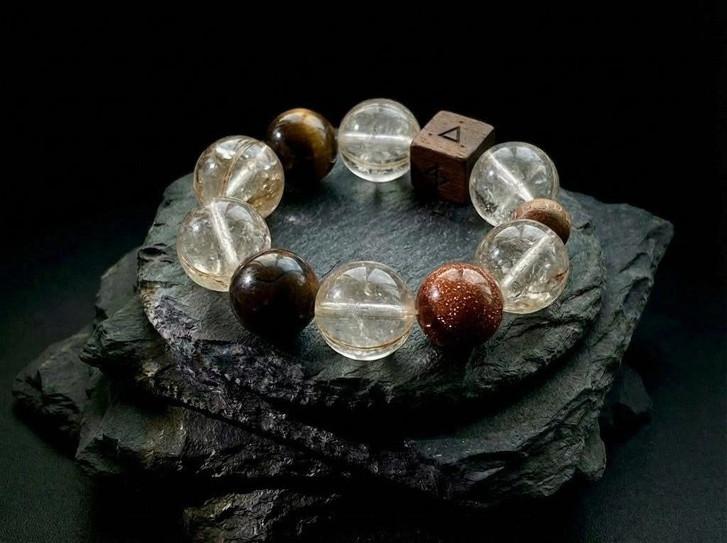 Rutilated Quartz and Tiger's Eye Bracelet | Golden Axis