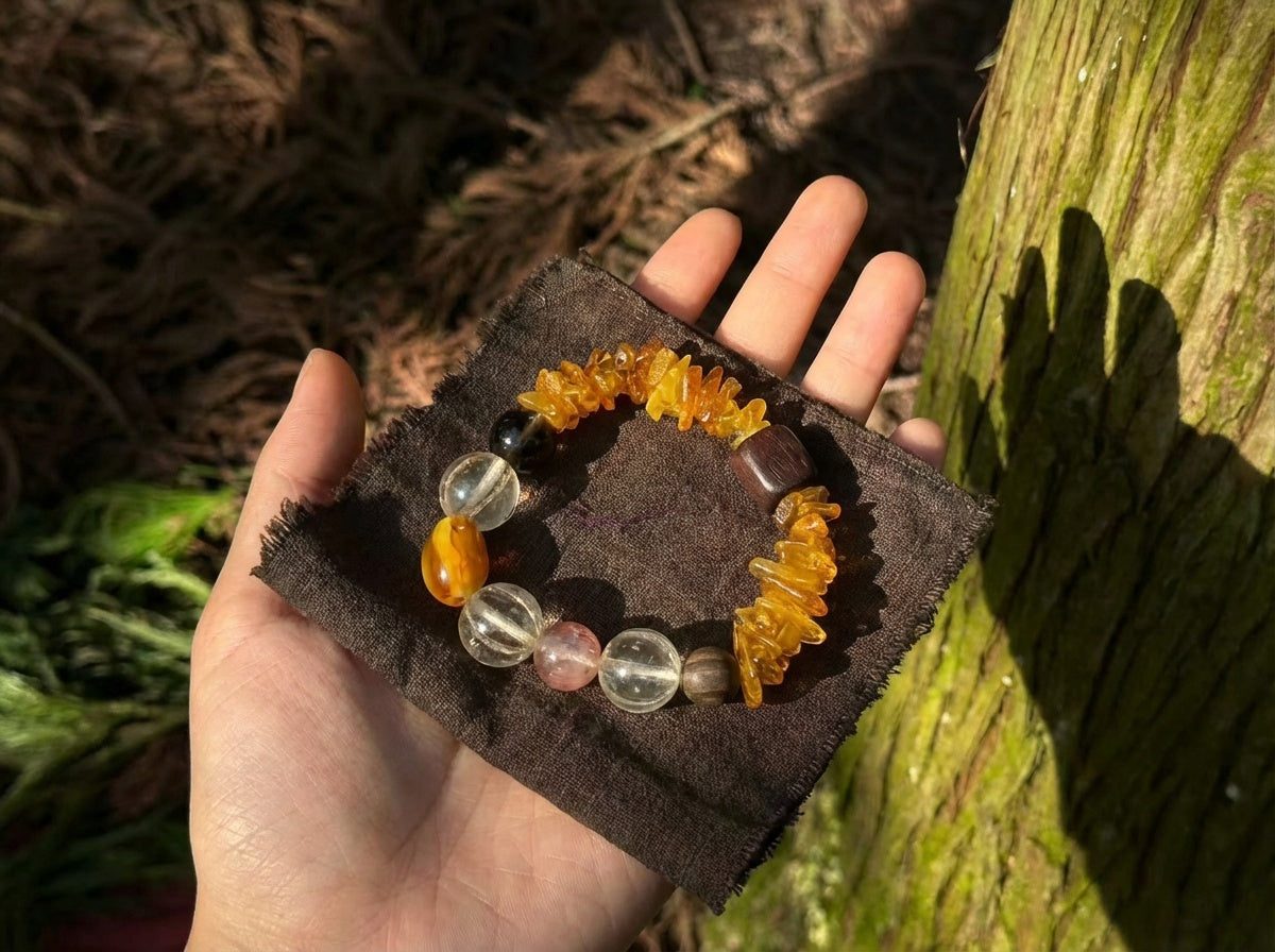 Handmade Citrine and Clear Quartz Bracelet | Golden Drift
