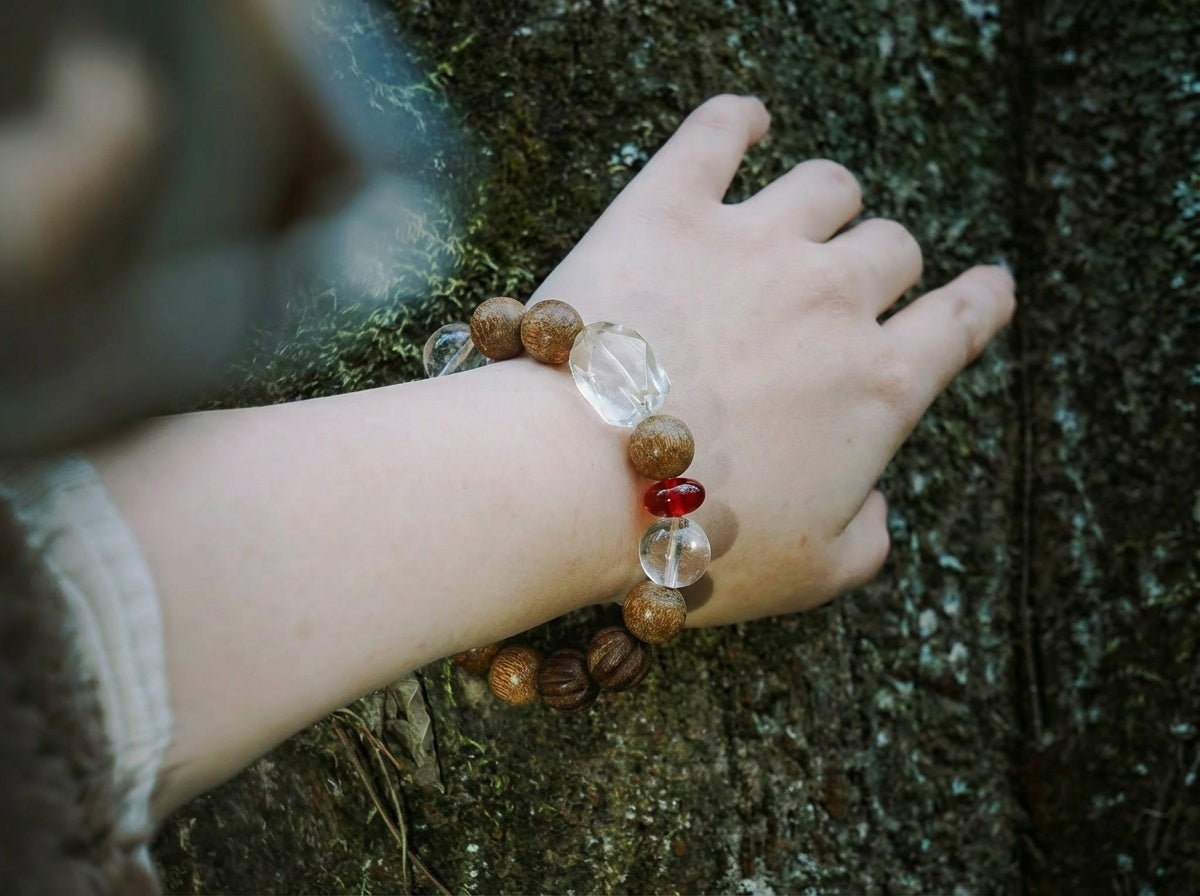 Agarwood and Clear Quartz Bracelet | Root Ember