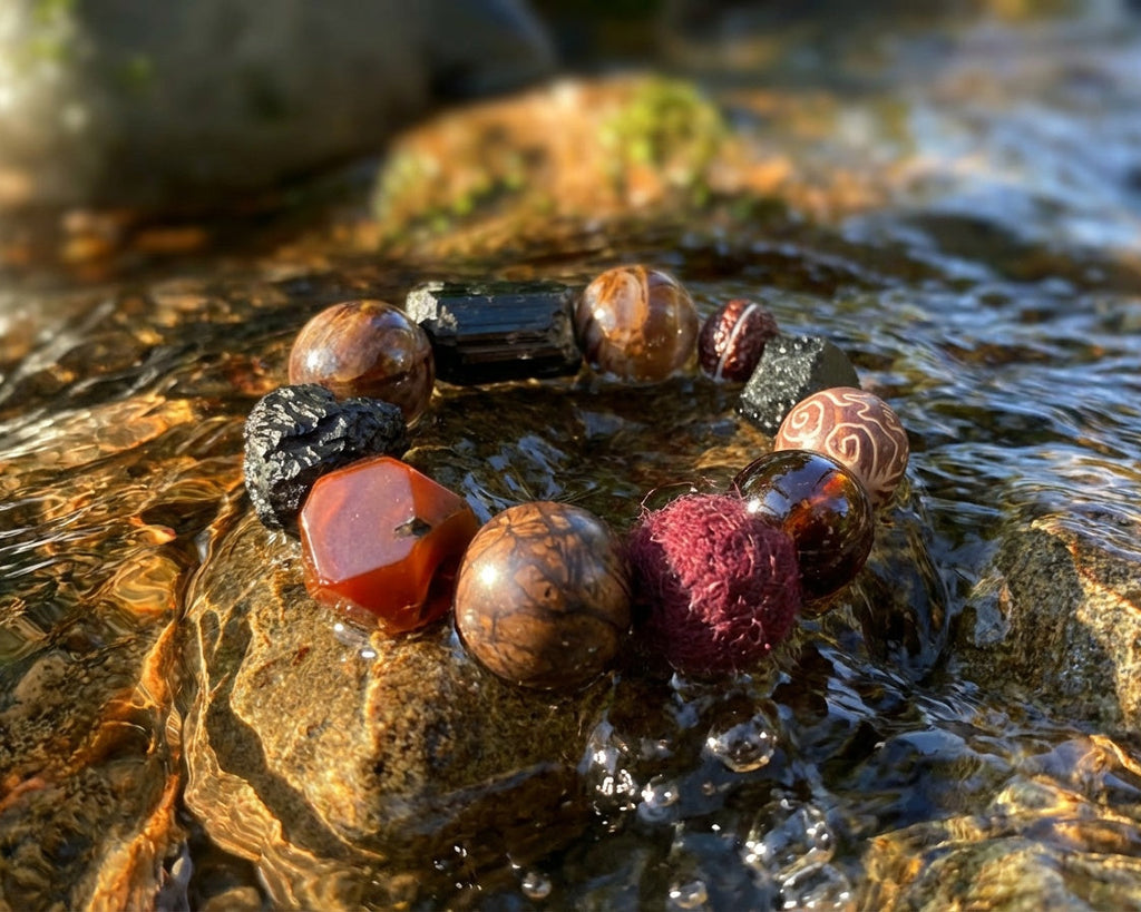 Beaded Agate Bracelet | Obsidian Relic