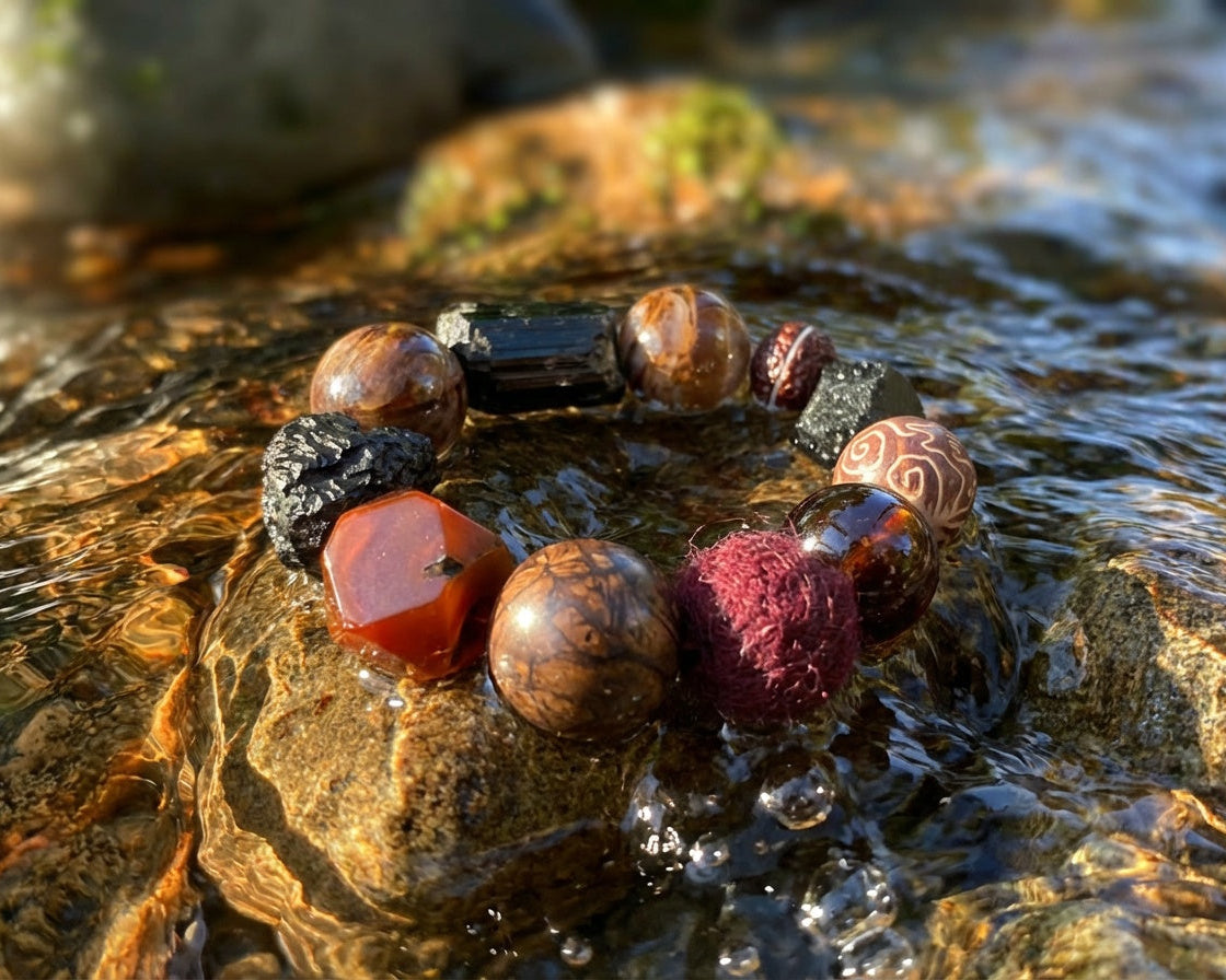 Beaded Agate Bracelet | Obsidian Relic