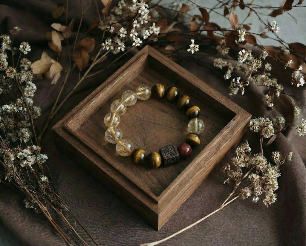 Rutilated Quartz and Tiger's Eye Bracelet | Golden Axis