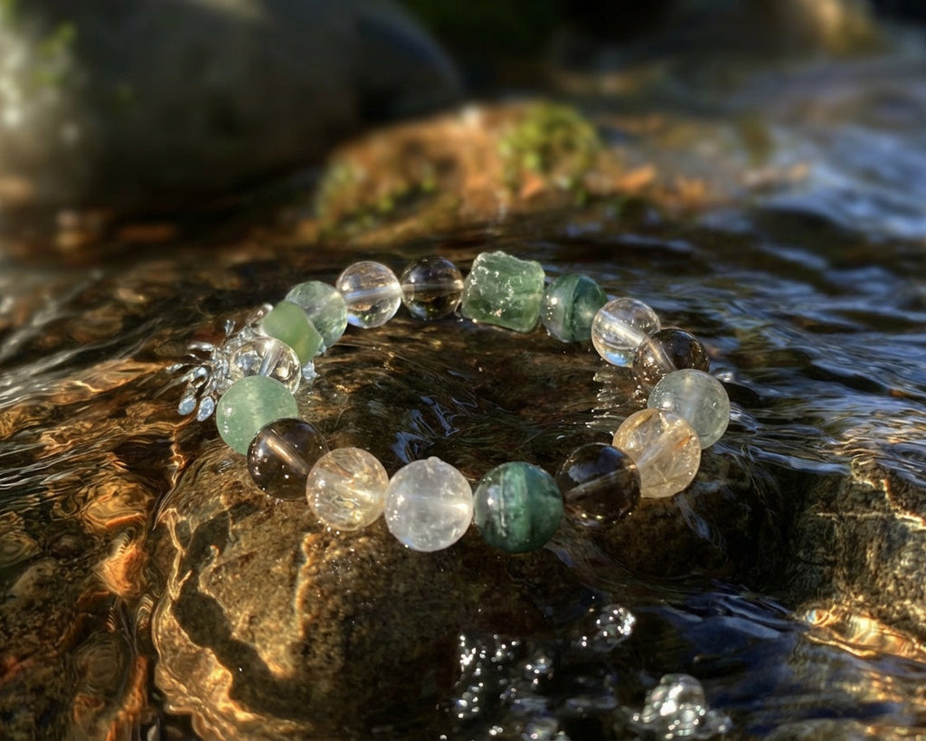 Green Fluorite and Smoky Quartz Bracelet | Forest Tide