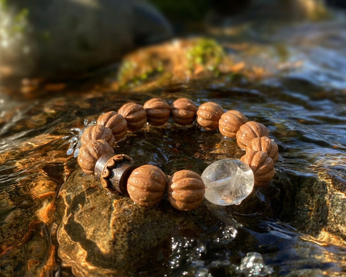 Beaded Agarwood Bracelet | Wood Grain Stillness