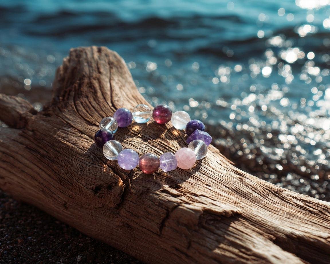Amethyst and Rose Quartz Bracelet | Grape Bloom