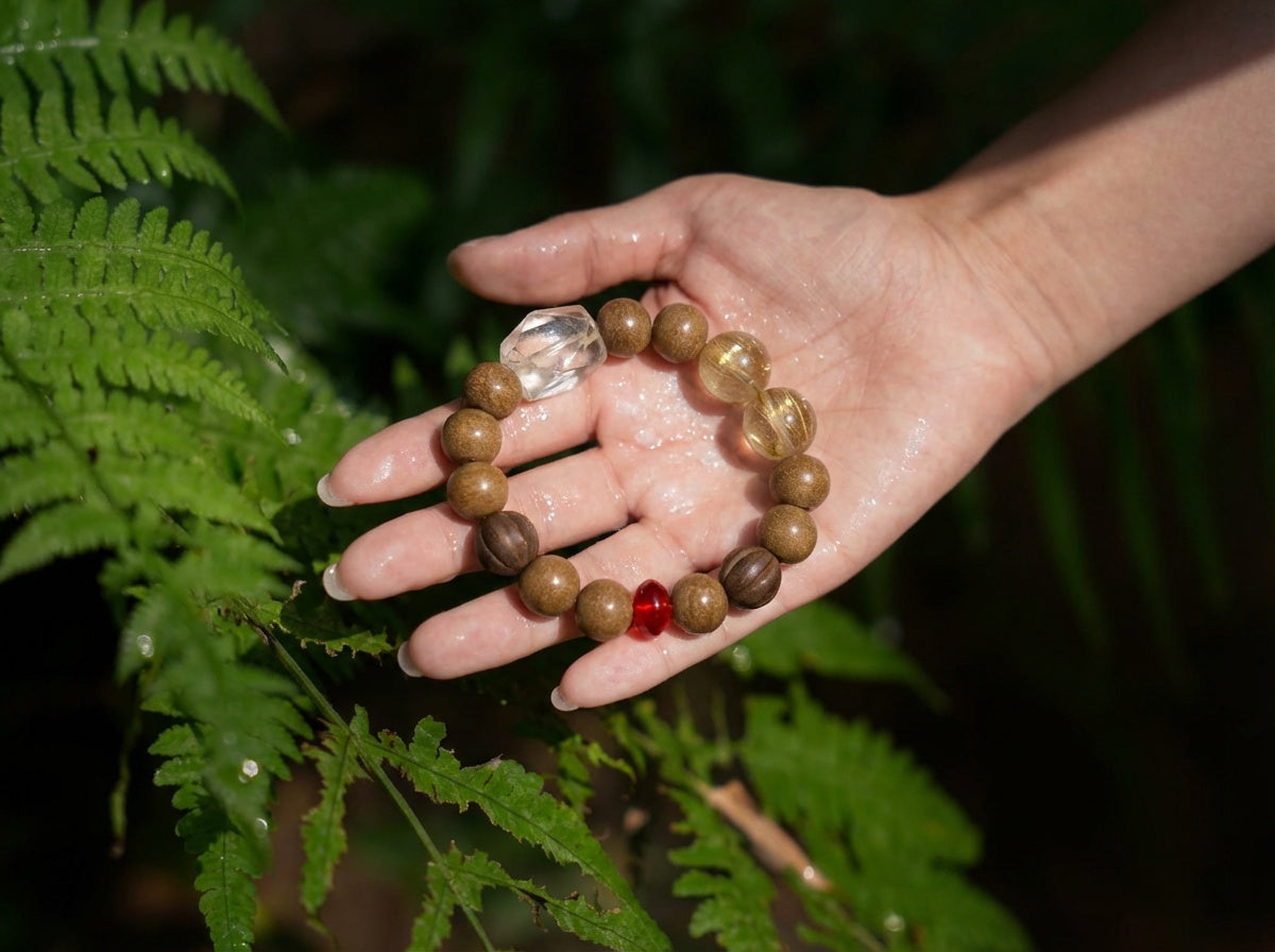 Agarwood and Clear Quartz Bracelet | Root Ember