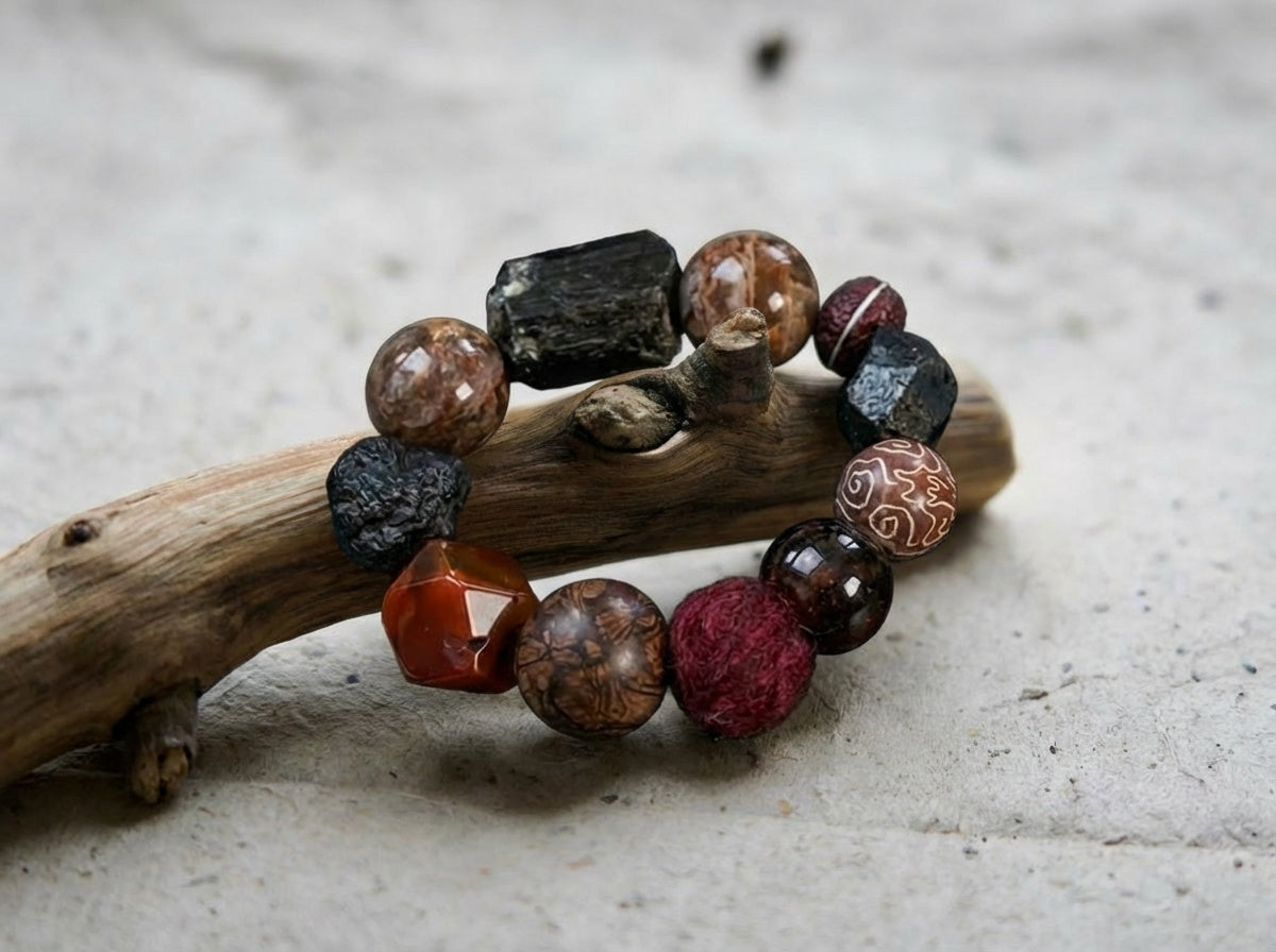 Beaded Agate Bracelet | Obsidian Relic