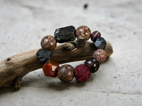 Beaded Agate Bracelet | Obsidian Relic