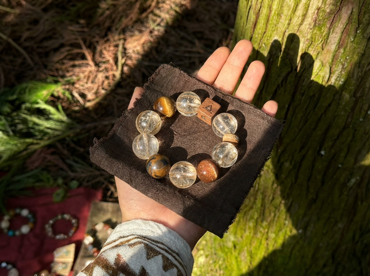 Rutilated Quartz and Tiger's Eye Bracelet | Golden Axis