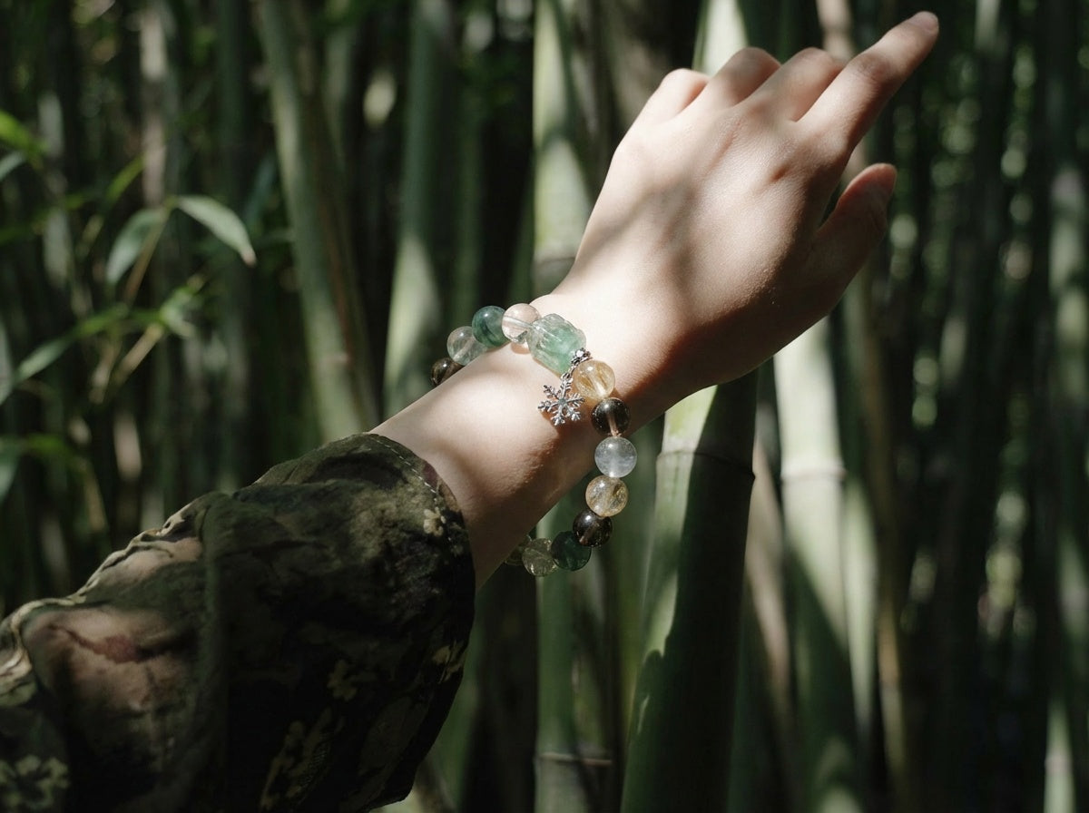 Green Fluorite and Smoky Quartz Bracelet | Forest Tide