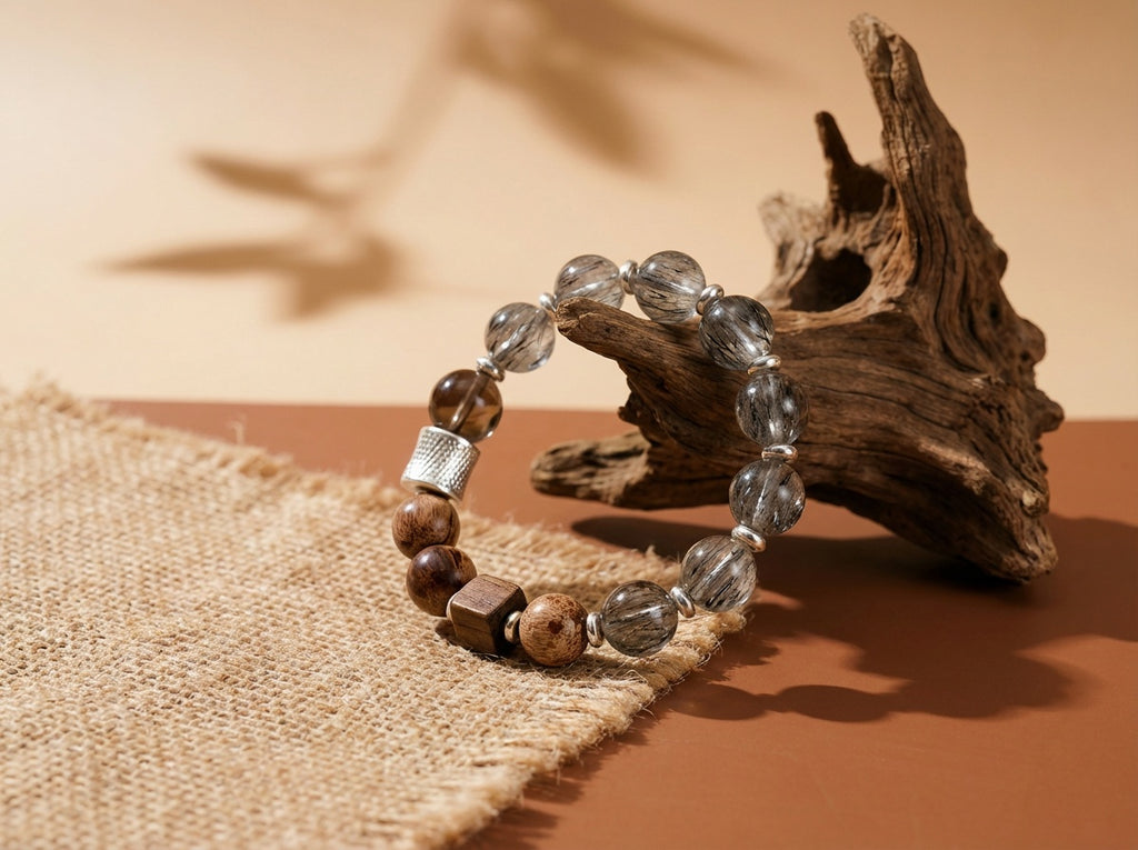 Smoky Quartz and Wood Bracelet | Ground Circuit