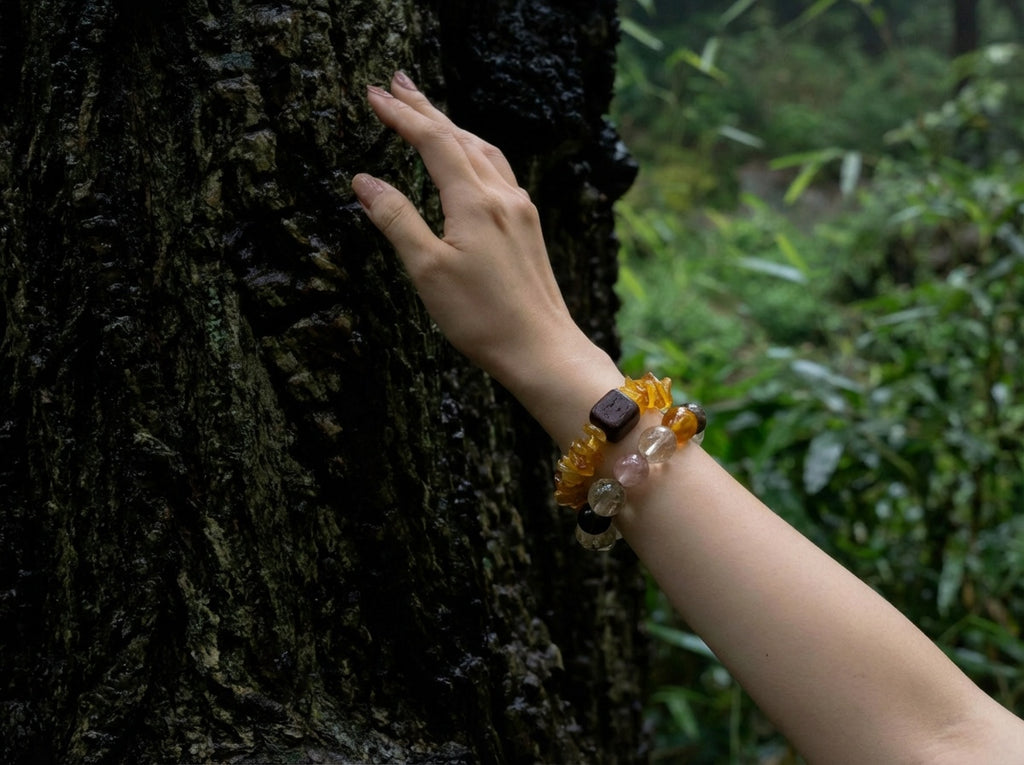 Handmade Citrine and Clear Quartz Bracelet | Golden Drift