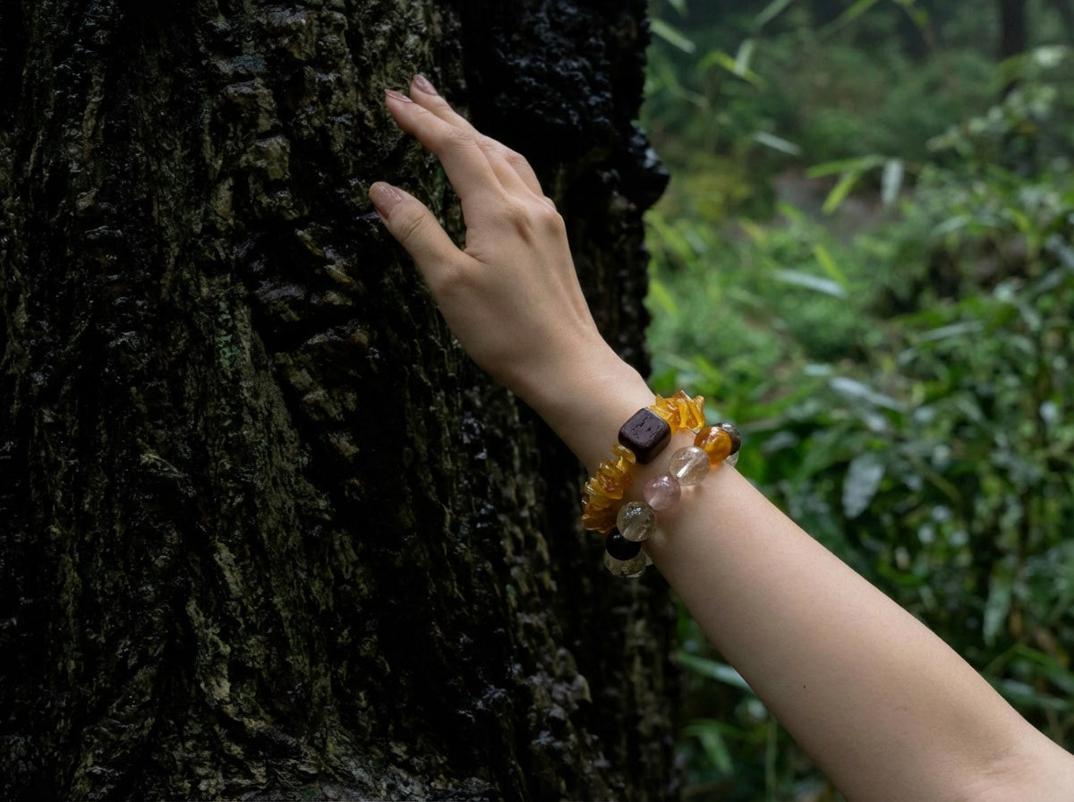 Handmade Citrine and Clear Quartz Bracelet | Golden Drift