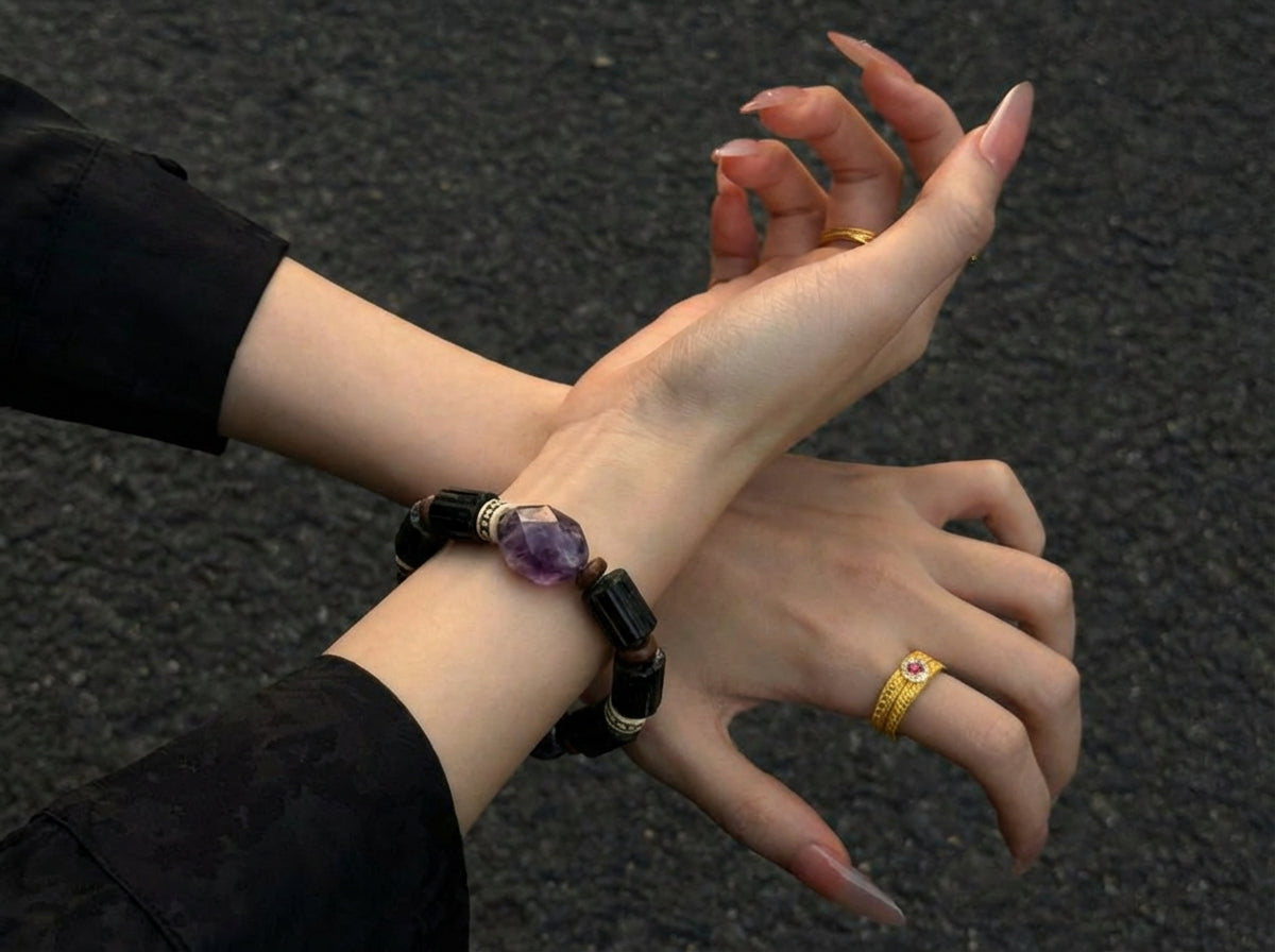 Beaded Black Tourmaline Bracelet | Night Vein