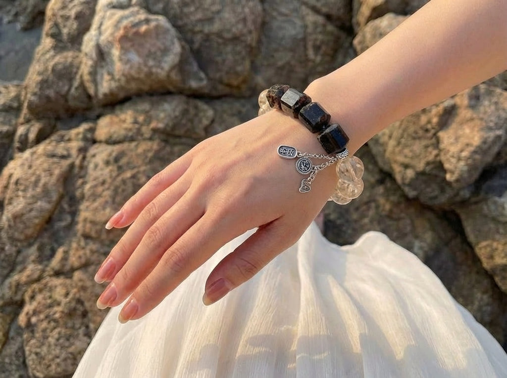 Faceted Citrine and Black Tourmaline Bracelet | Golden Divide