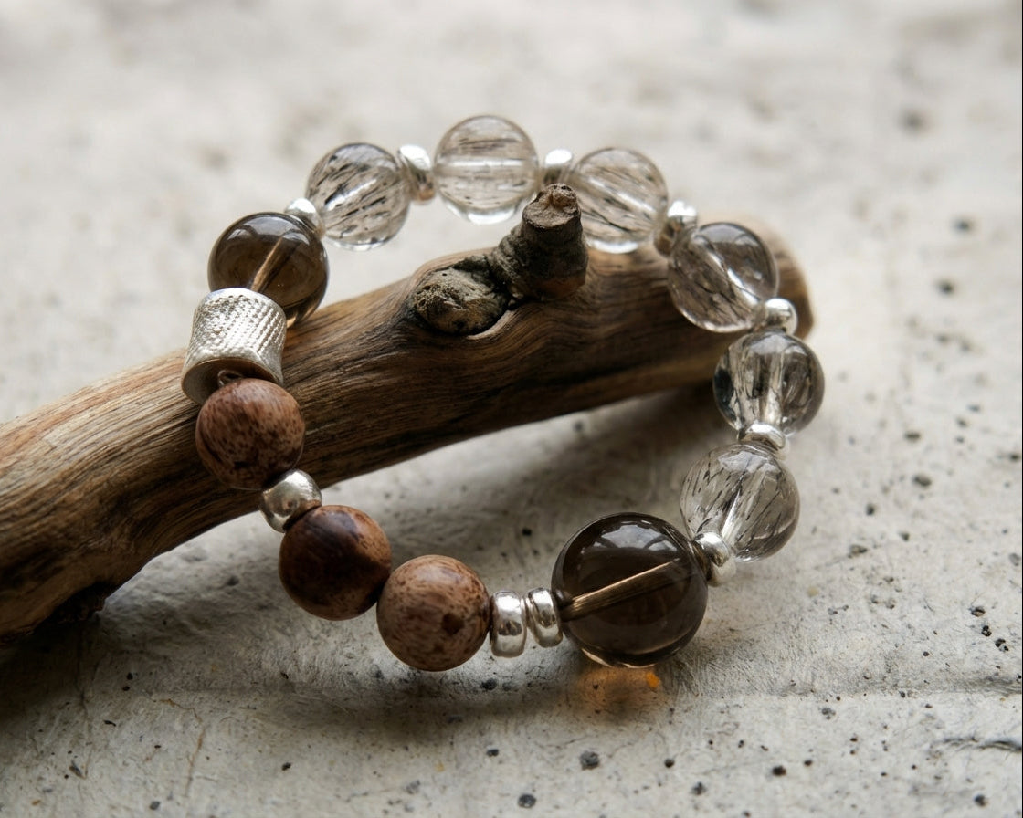 Smoky Quartz and Wood Bracelet | Ground Circuit