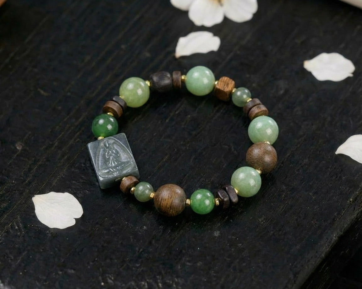 Green Aventurine and Sandalwood Bracelet | Fern Hollow