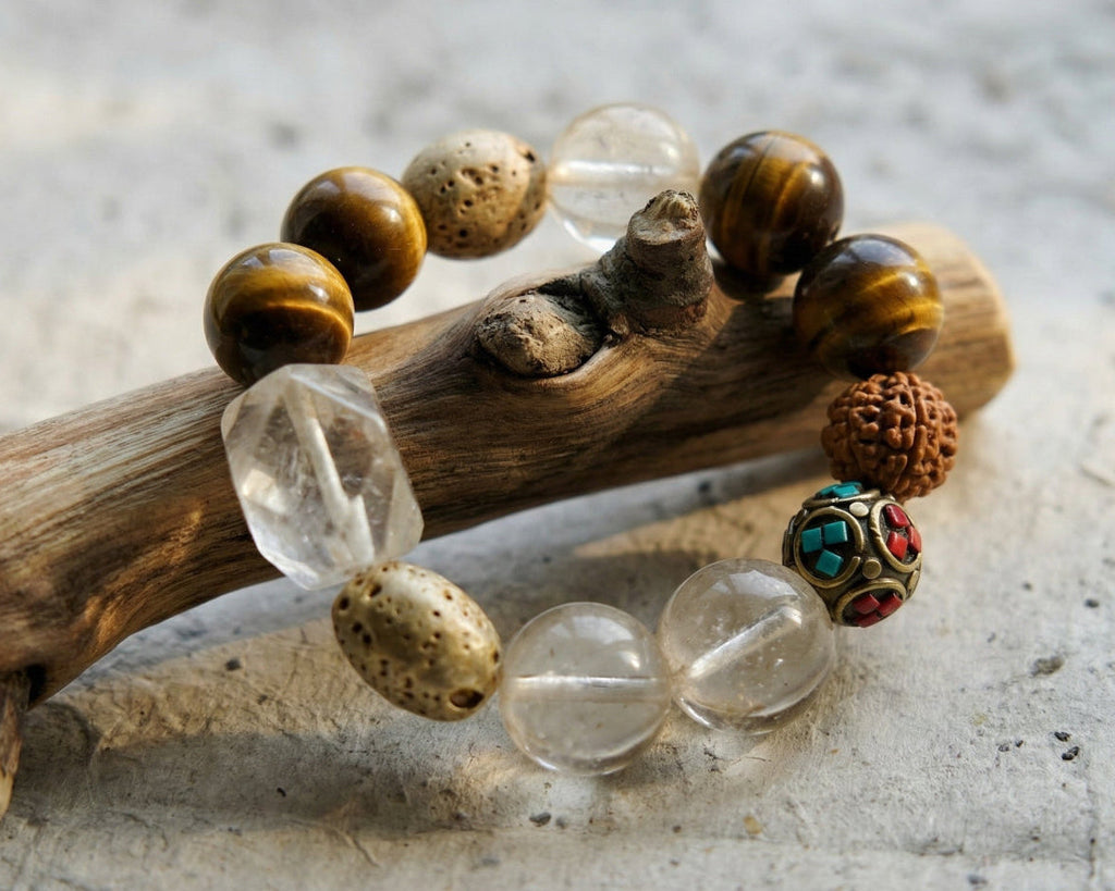 Tiger's Eye and Clear Quartz Bracelet | Earth Rhythm