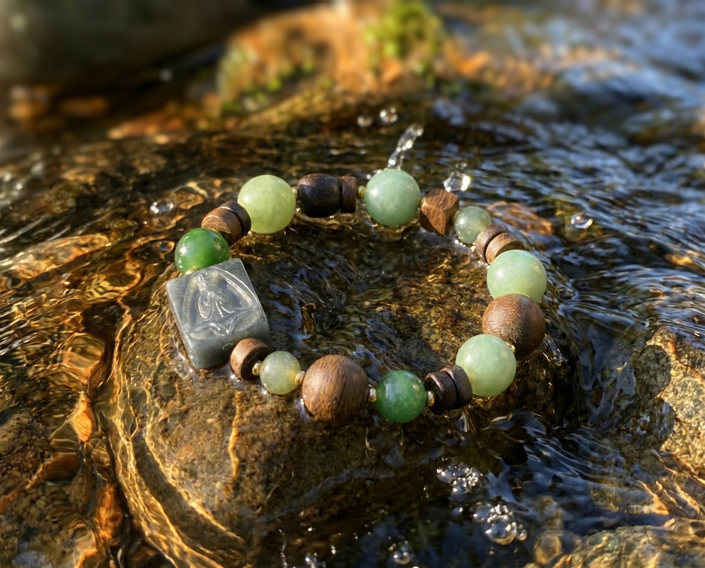Green Aventurine and Sandalwood Bracelet | Fern Hollow