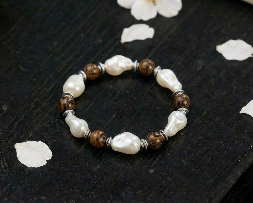 Pearl and Wood Bracelet | Soft Current