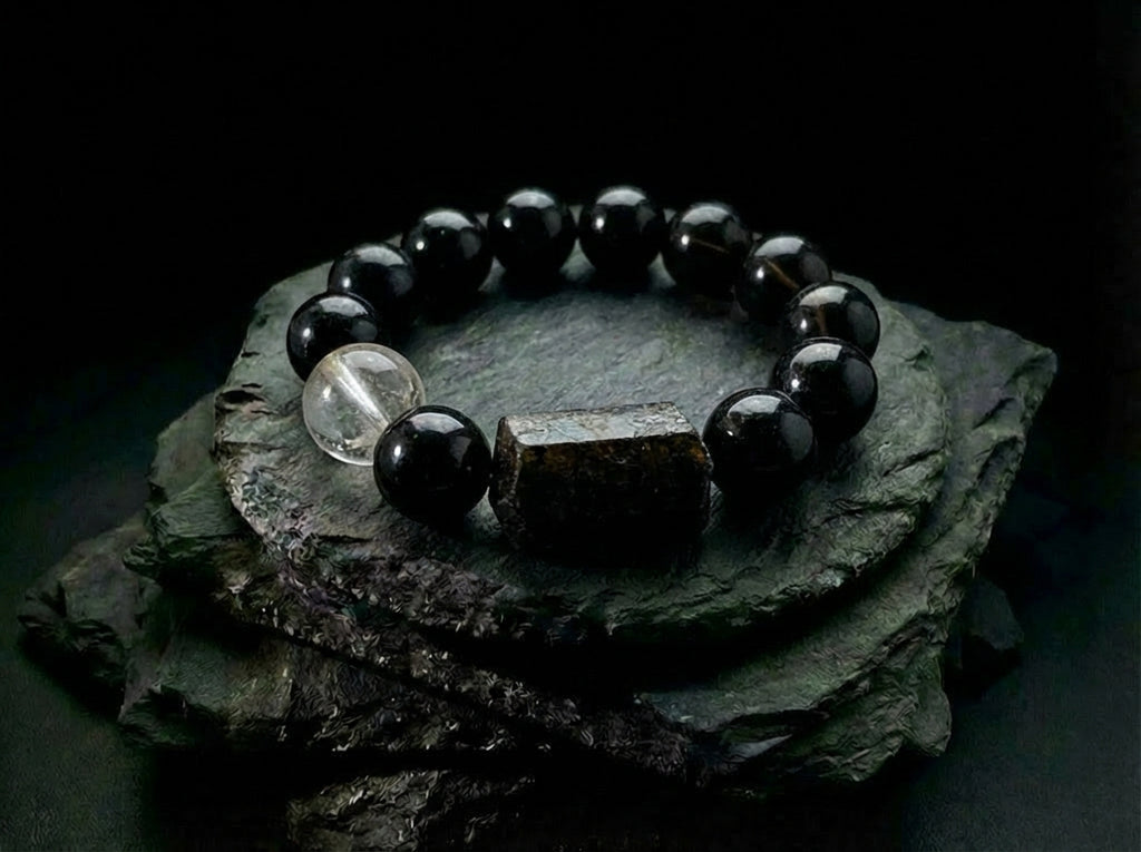 Raw Faceted Black Tourmaline Bracelet | Dark Interval