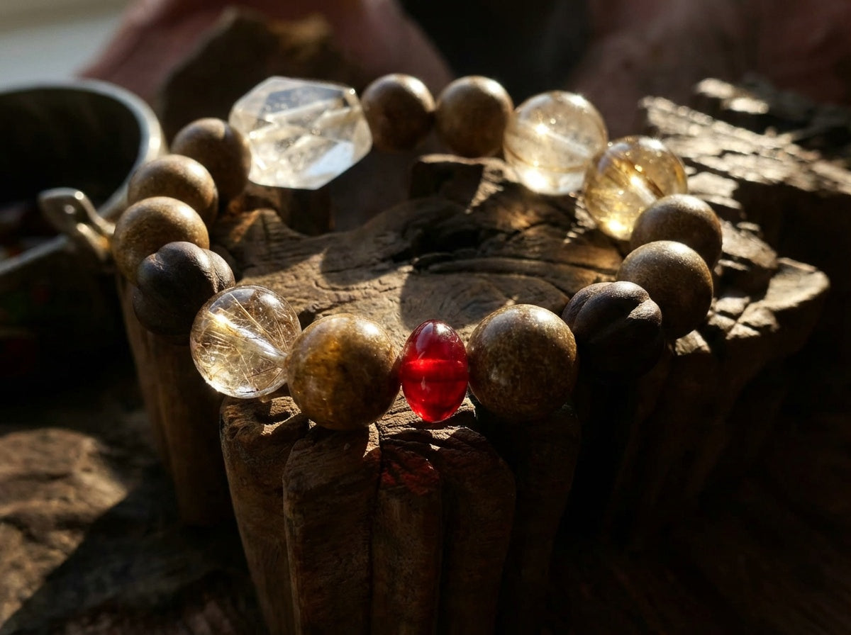 Agarwood and Clear Quartz Bracelet | Root Ember