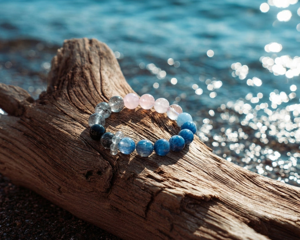 Kyanite and Clear Quartz Bracelet | Foam Song