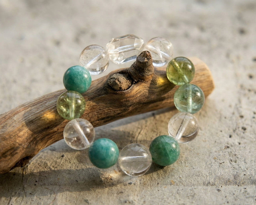 Green Aventurine and Clear Quartz Bracelet | Verdant Flow