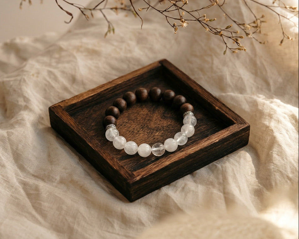 Clear Quartz and Agarwood Bracelet | Stillwood Halo