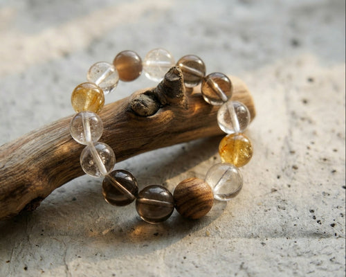 Citrine and Smoky Quartz Bracelet | Warm Gradient