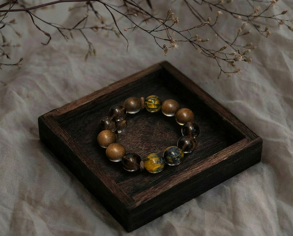 Tiger's Eye and Wood Bracelet | Moss Current
