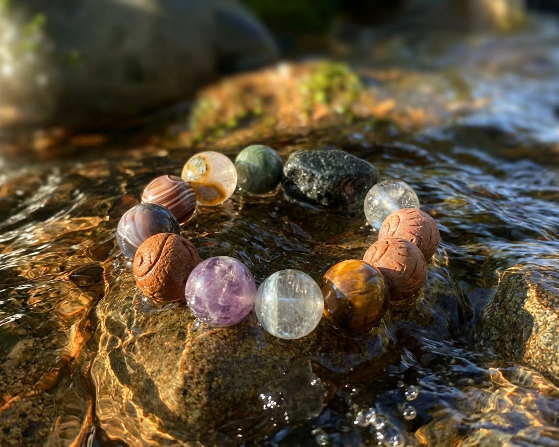 Handmade Tiger's Eye and Lava Stone Bracelet | River Archive