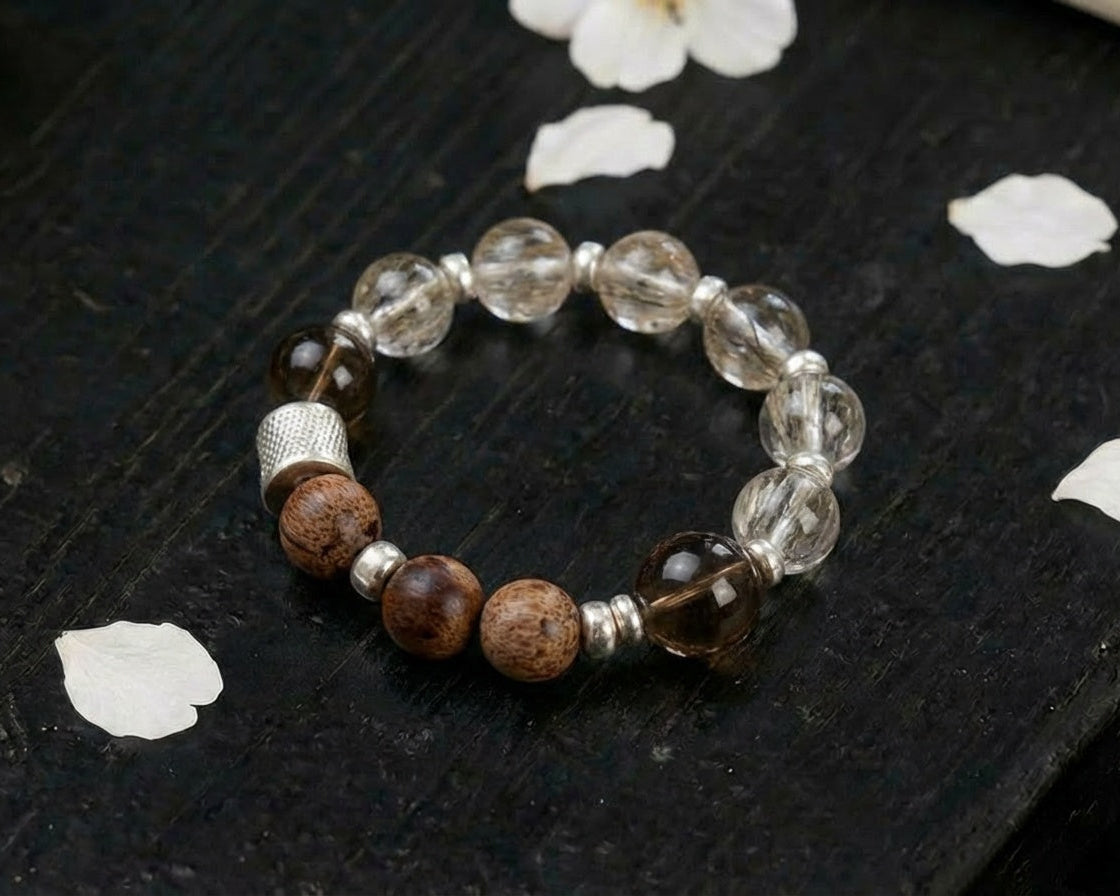 Smoky Quartz and Wood Bracelet | Ground Circuit