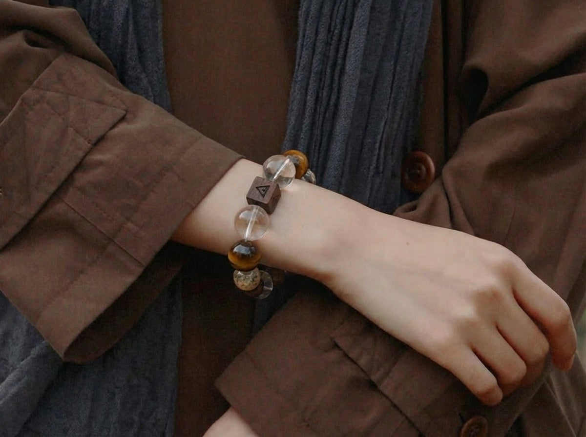 Rutilated Quartz and Tiger's Eye Bracelet | Golden Axis