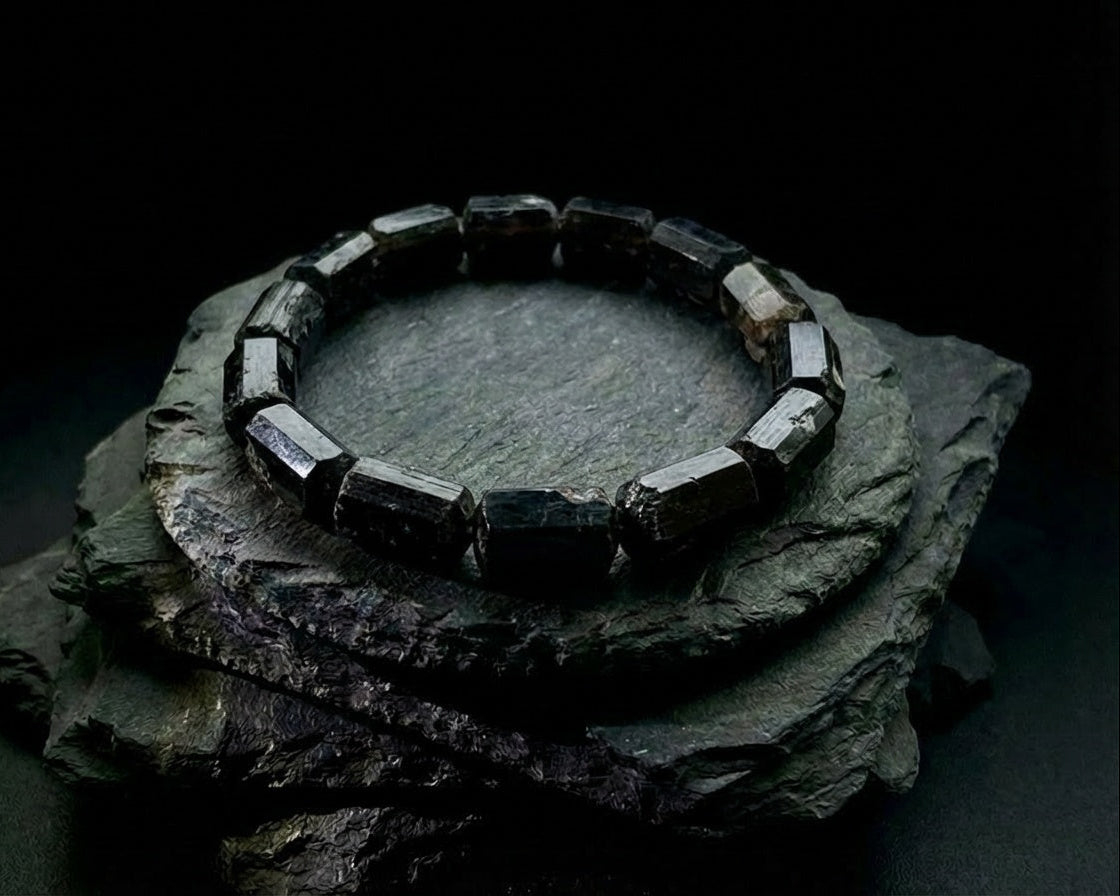 Minimalist Black Tourmaline Bracelet | Iron Silence