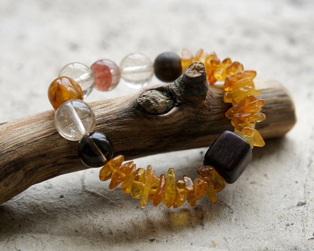 Handmade Citrine and Clear Quartz Bracelet | Golden Drift
