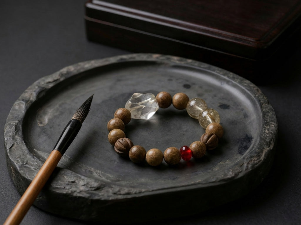 Agarwood and Clear Quartz Bracelet | Root Ember