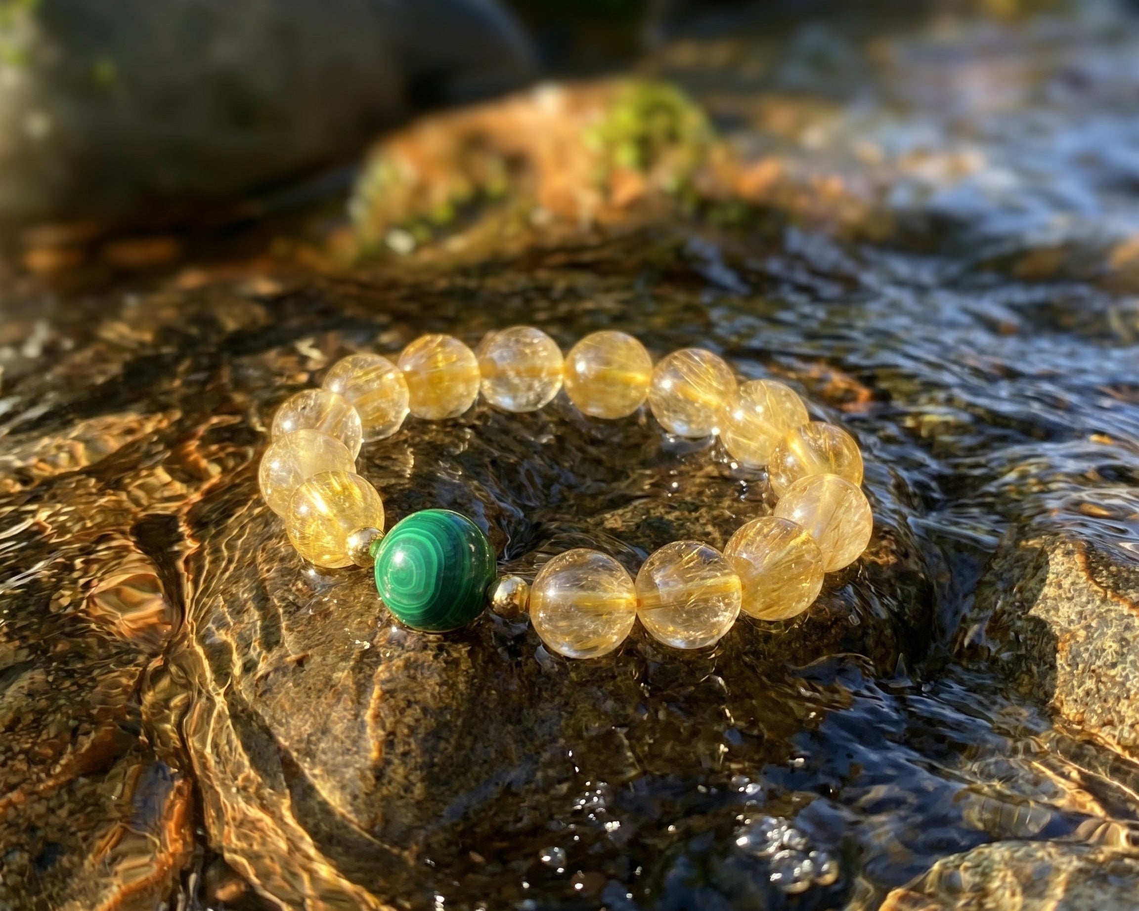 Citrine and Malachite Bracelet | Verdant Core