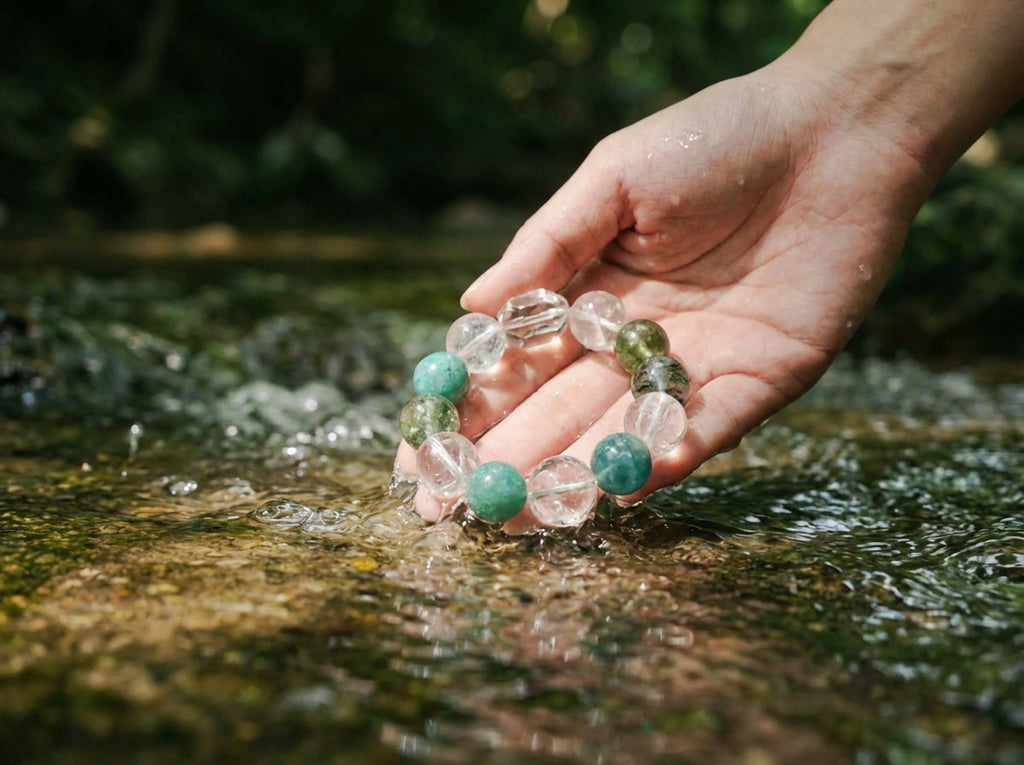 Green Aventurine and Clear Quartz Bracelet | Verdant Flow