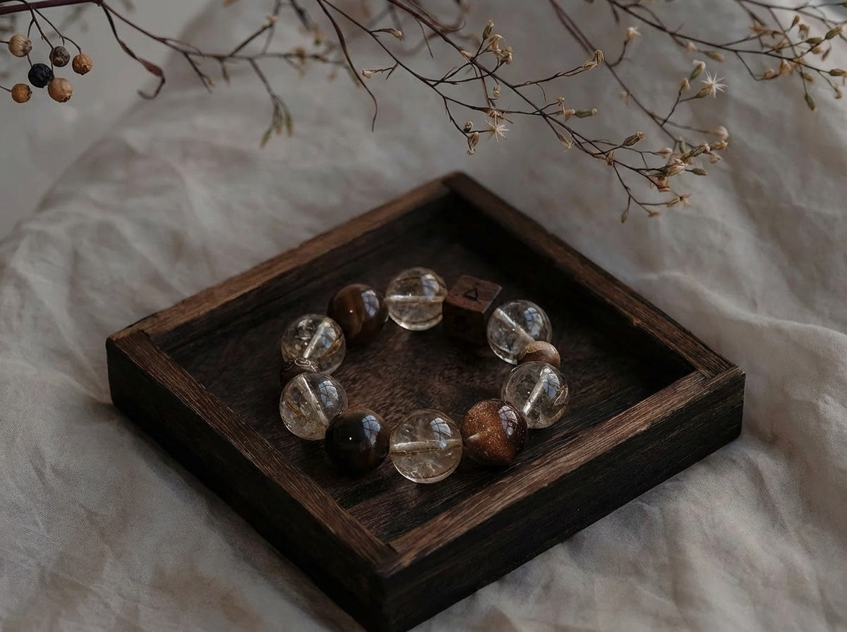 Rutilated Quartz and Tiger's Eye Bracelet | Golden Axis