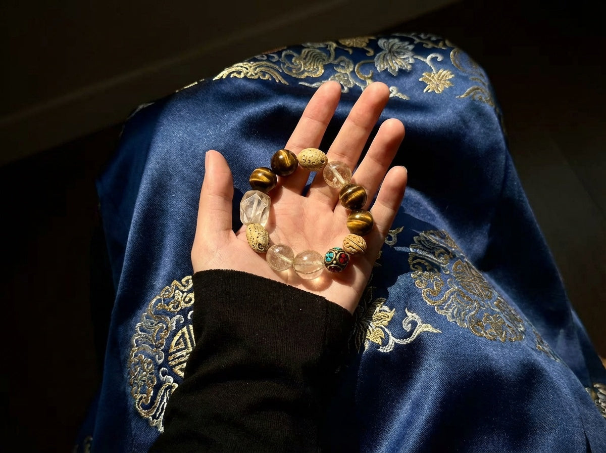 Handmade Tiger's Eye and Clear Quartz Bracelet | Nomad Relic