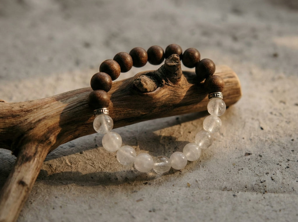 Clear Quartz and Agarwood Bracelet | Stillwood Halo