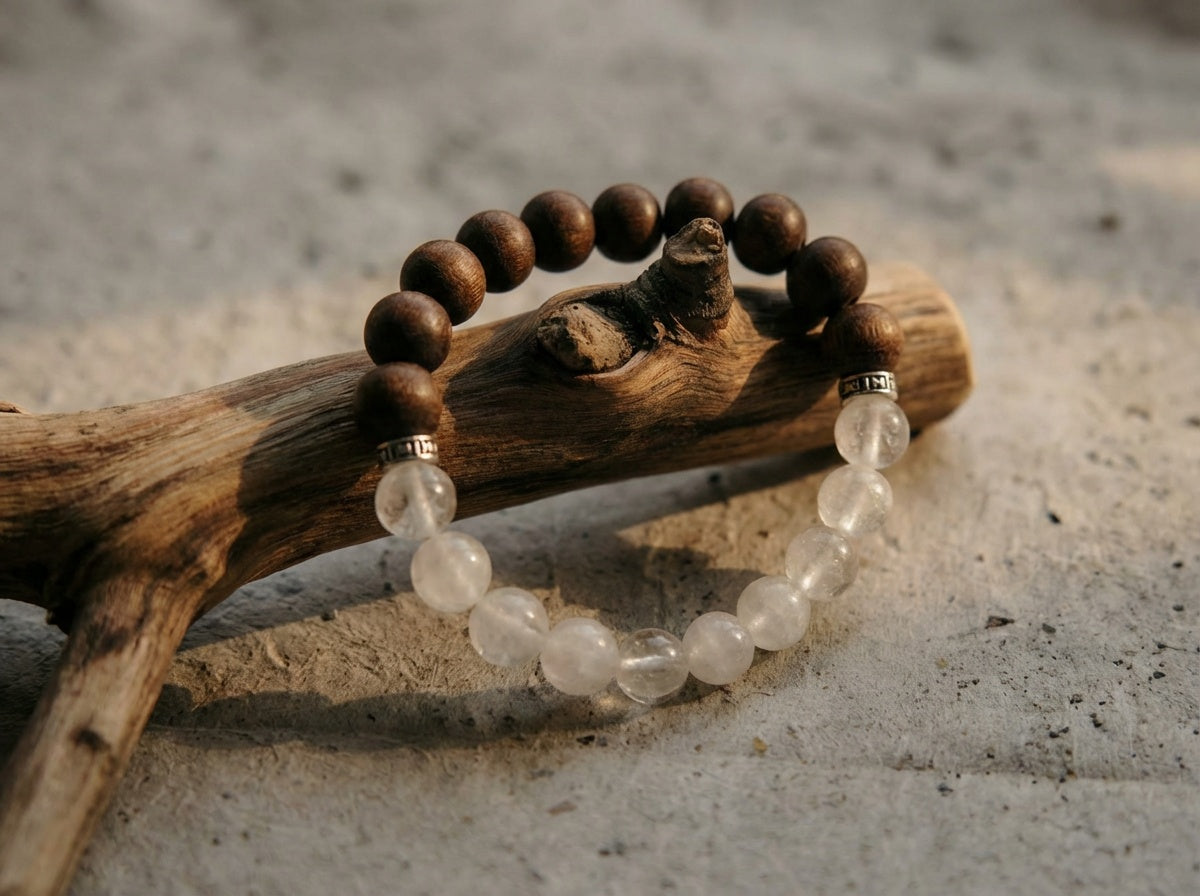 Clear Quartz and Agarwood Bracelet | Stillwood Halo