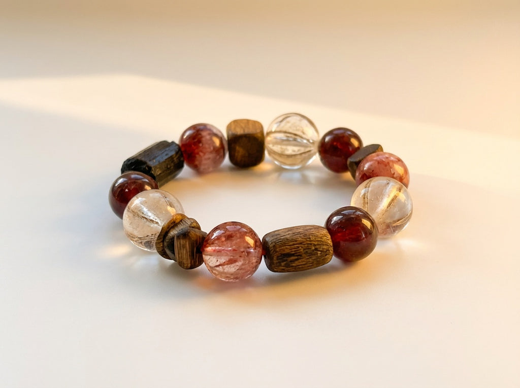 Clear Quartz and Garnet Bracelet | Dune Solace